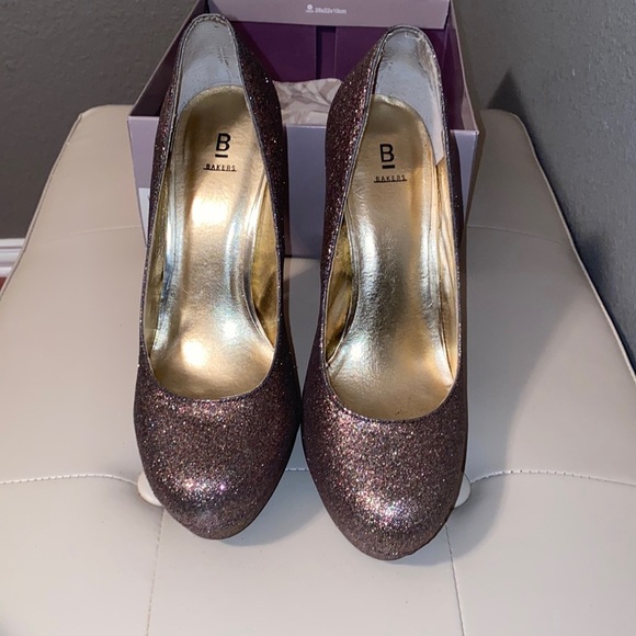 Bakers Pink Glitter Platform Pumps | Sparkly High Heels - Picture 15 of 16